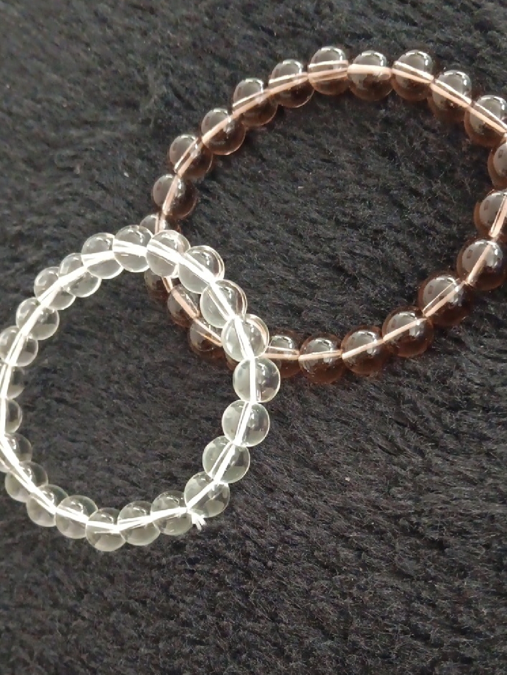Clear and Smoky Bead Stretch Bracelet Set